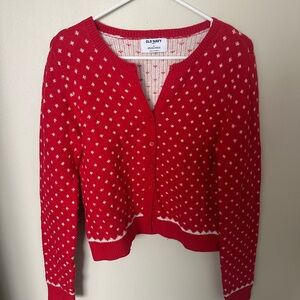 Old Navy Red and White Women's Cardigan